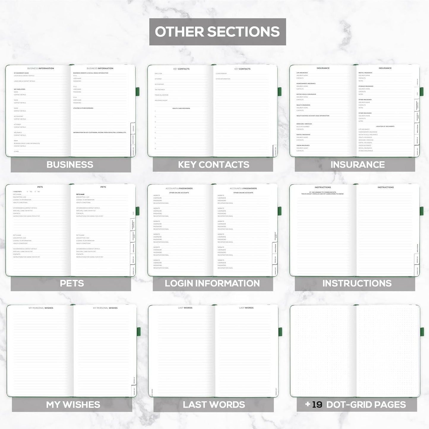 Clever Fox Large End of Life Planner – Guided Final Arrangements Organizer Notebook for Instructions, Beneficiary Info, Will Preparation, Last Wishes & Funeral Planning – 8.5" x 11" (Dark Green)