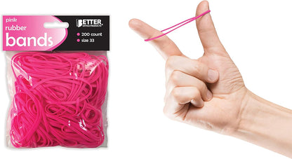 Better Office Products 200 Pink Rubber Bands, Size 33, 200/Bag, Hot Pink Rubber Bands