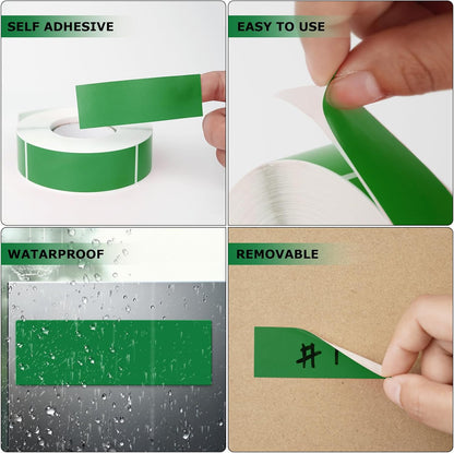 Green Rectangle Stickers 3 x 1 Inch Color Coding Labels Vinyl Roll Self-Adhesive Waterproof Removable 500 PCS