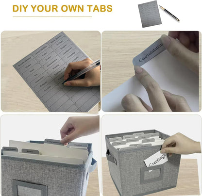 Greeting Card Organizer Box with 16 Dividers,Collapsible Greeting Card Storage Box with Handles Hold 150+ Cards,Greeting Card Holder for Greeting Cards,Sticker, Recipes, Photos, Envelopes,2-Pack