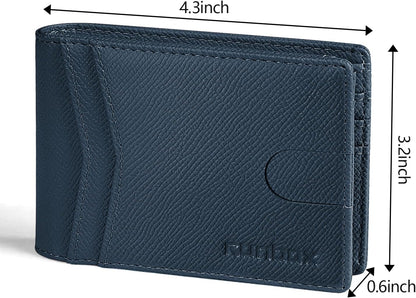 RUNBOX Wallet for Men Slim Rfid Leather 2 ID Window With Gift Box