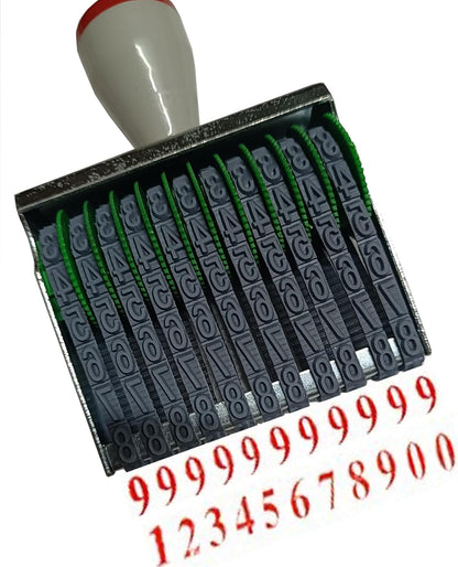 ZENG 11 Line Changeable Numbers 0-9 & Symbol Rubber Stamp, Fit for Date,Business Office & School Supplies, Imprint Size 68 x 7 mm, Multicolor