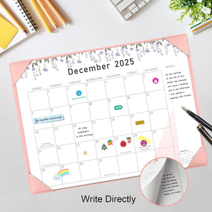 Gannyfer Desk Calendar 2025-2026, July 2025-Dec 2026, 18 Monthly Large Calendar 2025-2026, 22" x 17" Desktop Pad Calendar for Planning and Organizing In Your Family, School or Office-Pink(6 Stickers Included)