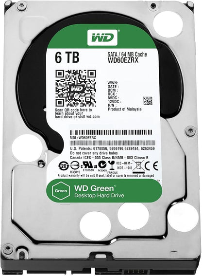 WD Green 6TB 3.5-Inch SATA 6.0Gb/s IntelliPower 64MB Cache Hard Drive (WD60EZRX)