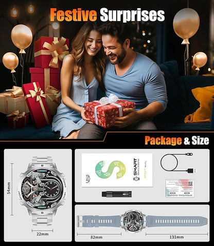 LIGE Smart Watches for Men Answer/Make Calls,1.75" Display Fitness Tracker with Compass Altitude and Barometric Pressure 900mAh Sleep Monitor 110+Sport Modes for Android iOS Smartwatch(Silver)