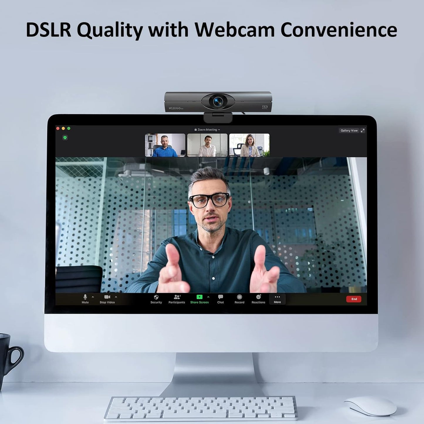 NexiGo Iris, 4K AI Webcam with 1/1.8" Sony_Sensor, Onboard Flash Memory, HDR, PiP, DSLR-Style Control, Auto Framing/Tracking with Flexible FOV, Noise-Canceling Mics, for Zoom/Teams/OBS and More