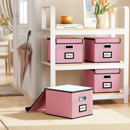 Huolewa Collapsible File Storage Organizer Box with Lid, Linen Document Storage, Universal Hanging Filing Organization Box for Letter/Legal Folder, Decorative Office/Home File Bins - only box