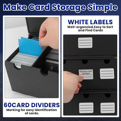 Trading Card Storage Box,18000+ Cardboard Storage Box with 60 Dividers,Label&Tapes for MTG Commander,TCG,PTCG (18000+ Card Box)