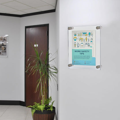 Azar Displays 105506 Standoff Sign Holder, 8.5" W x 14" H,Clear