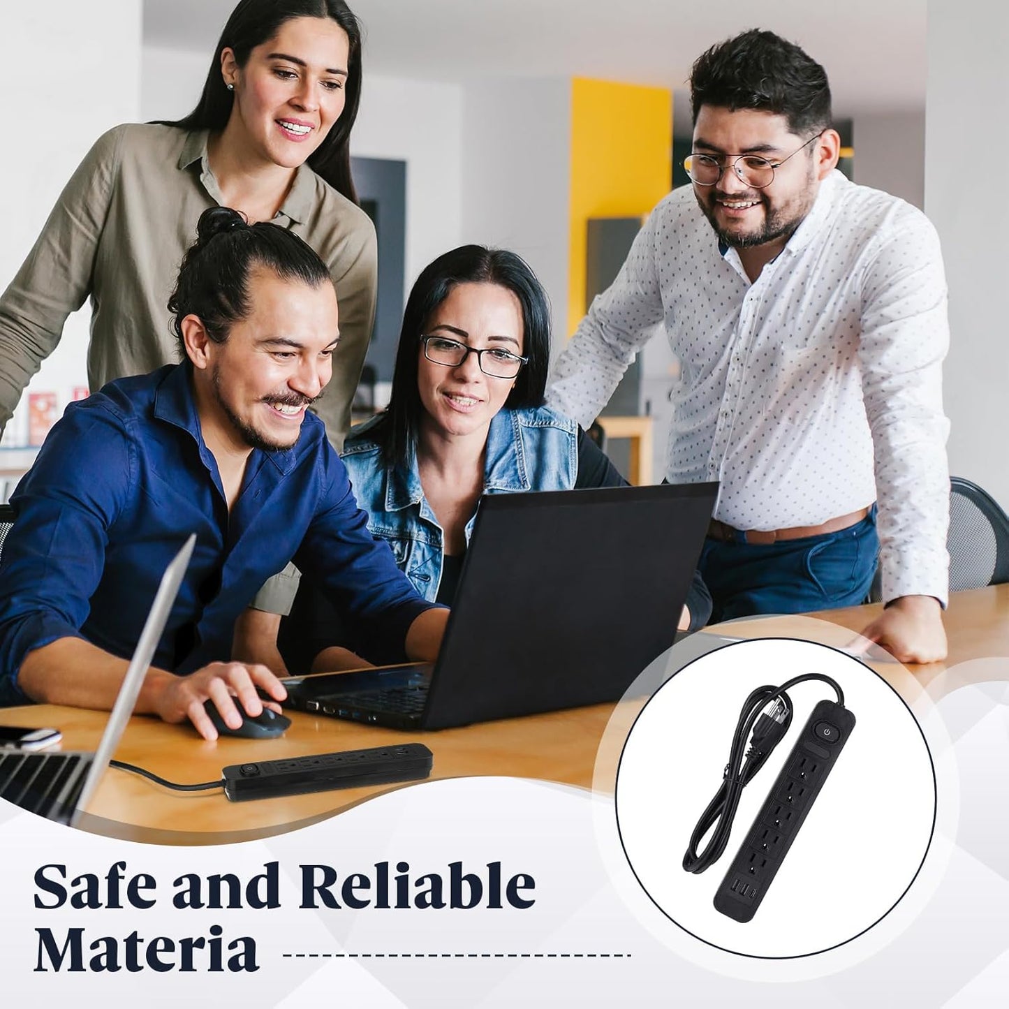 Kanayu 6 Pieces Power Strip Surge Protector with 5 Ac Outlets and 3 USB Ports, Heavy Duty Extension Cords Plug for Home Office Dorm(4.92 ft,Black)