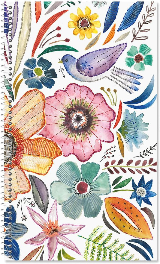 Current Embroidered Florals Password & PIN Keeper Book, 94 Pages, 5” x 8.5” Size Spiral Bound, Soft Cover Internet Organizer for Offline Website, Login, & Username Storage