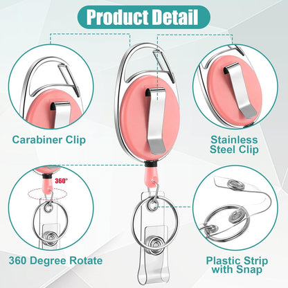 Honoson 40 Pcs Heavy Duty Retractable Badge Reels Batch ID Badge Holder Retractable Clip Bulk Key Holder with Ring for Office Worker Employee, Doctor Nurse Gifts (Vibrant Color)
