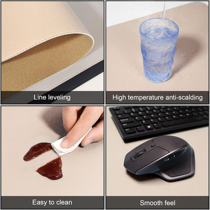 DAWNTREES Dual Sided Desk Mat,Leather Desk Pad,47.2''x15.8'',Cork Desk Mat Protector,with PU Leather Valet Tray Organizer,Large Mouse Pad,Desk Writing Pad for Office and Home(Khaki)