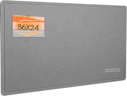 Bulletin Board, 36 x 24 Inches Felt Pin Board - Decorative Cork Alternative for Wall, 3' x 2' Foldable Picture Self-Adhesive Vision Prayer Board With 20 Pushpins - Gray