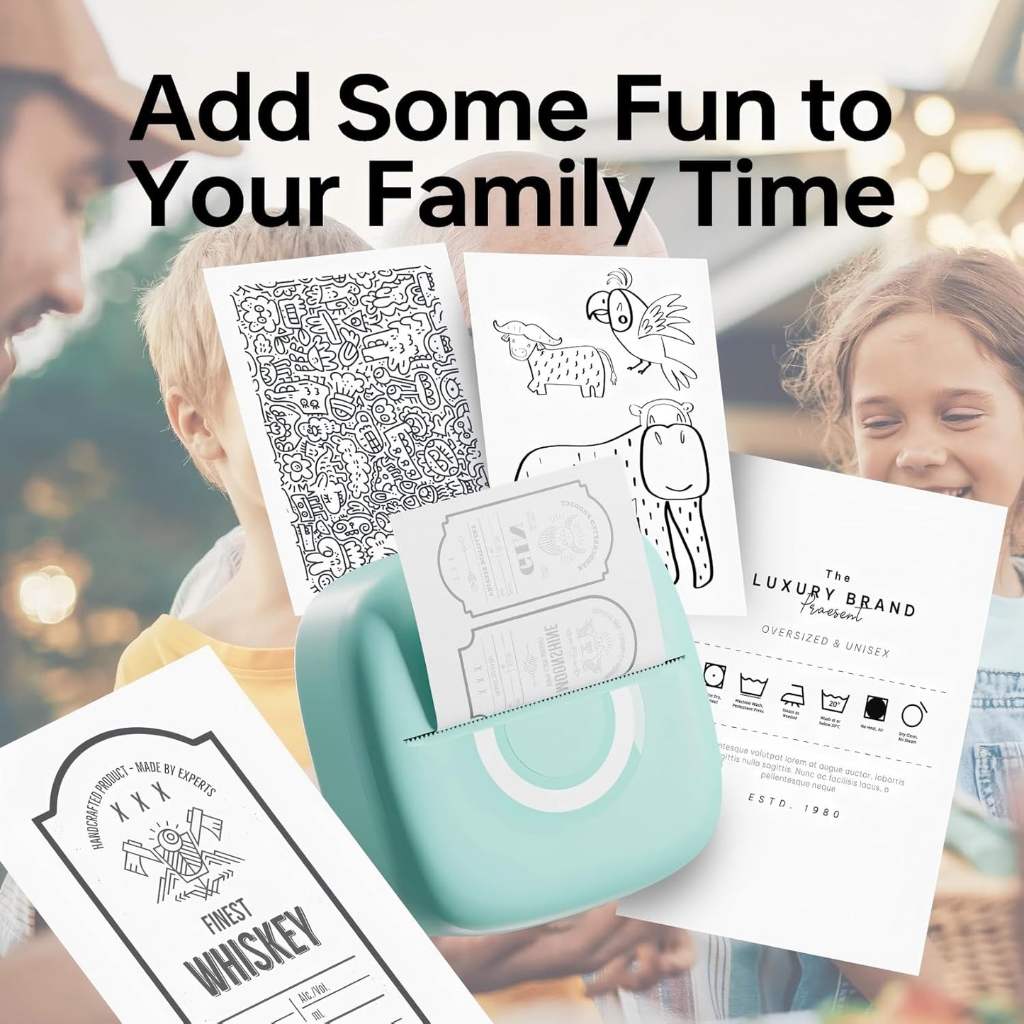 Mini Printer Sticker Thermal Printer with 3 Rolls Paper, Bluetooth Portable Phone Print Pods,Study Sticker Maker for Pictures, Photos, Journals, DIY, Compatible with Phone & Tablet