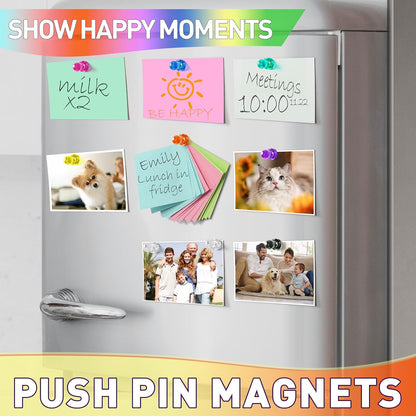 VNDUEEY 96PCS Strong Fridge Magnets, Colorful Magnetic Push Pins for Bulletin Board, Dry Erase Magnets Refrigerator Magnet, Small Strong Magnets for Whiteboard, Kitchen, School, Office, Map (8 Colors)