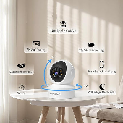 VSTARCAM 1080P One Lens Indoor Security Cameras Wireless WiFi, Color Night Vision, Motion Detection, Two-Way Audio