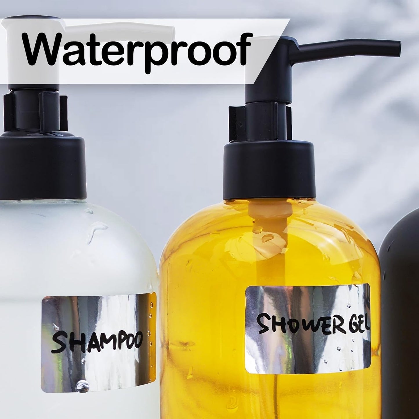 170Pcs Brightsilver Removable Labels for Jars,for Storage Bins,for Food Containers with 2 Liquid Chalk Marker(Brightsilver)