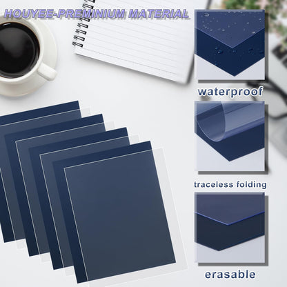 100 Pack Binding Covers Set, 8.5x11 Inches, Including 50 Pcs 12 Mil Ultra Clear PET Binding Covers, 50 Pcs 12 Mil Navy Sand Textured