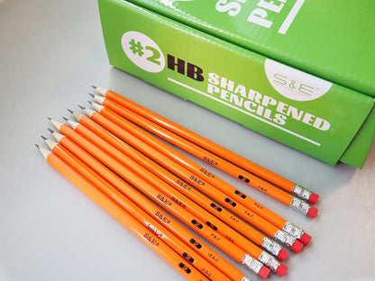 S & E TEACHER'S EDITION Woodcased #2 Pencils, Pre-sharpened, HB Lead Bulk Box, Pencils No. 2, Yellow, with Erasers, Back to school, 200 Pcs
