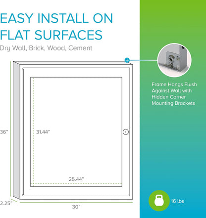 Ghent 36"x30" 1-Door Outdoor Enclosed Vinyl Bulletin Board, Shatter Resistant, with Lock, Satin Aluminum Frame - Ivory (PA13630VX-185), Made in the USA
