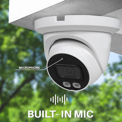 R-Tech 2MP Smart Dual Light HDCVI Fixed-Focal Eyeball Camera, Full-Color Night Vision, 3D NR, Built-in Mic, 40m IR Distance, IP67 Weatherproof, 2.8mm Lens