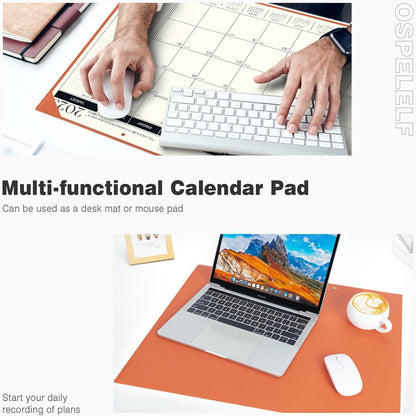 Ospelelf Large Desk Calendar 2025-2026 with Protective Cover, 18 Months Planner Pad from July 2025 to Dec 2026, 22" x 17" Wall Calendar with PU Leather Pad for Home or Office, Orange
