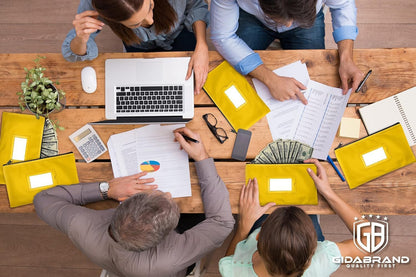 Money Bank Deposit Bag with Zipper | 11x6 inch | Yellow | Durable Leatherette Money Cash Coin Check Wallet Pouch for Men & Women with Framed ID Window and Blank Card (10)