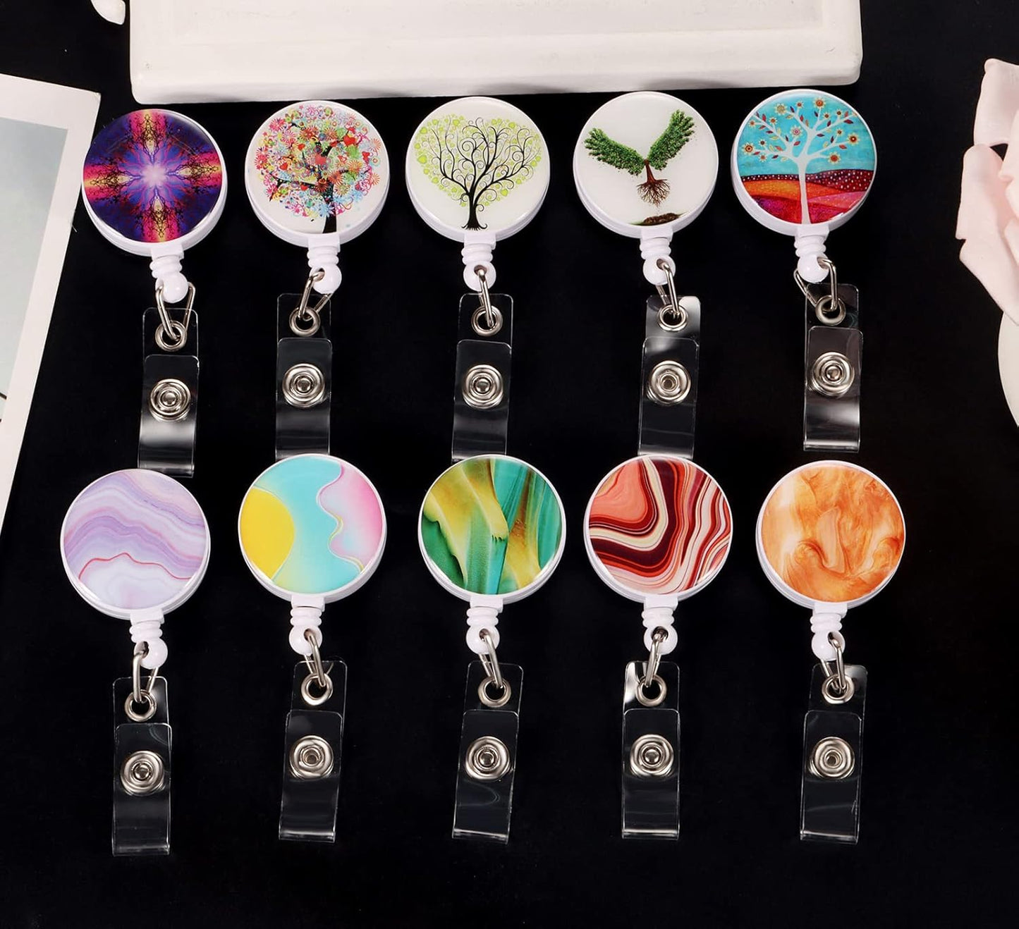 16 PCS Badge Reels Retractable Badge Holders/ID Badge Holders Retractable