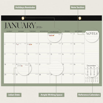 2026 Desk Calendar, Large Desktop/Wall Monthly Calendar (Jan. 2026 - Jun. 2027) 17'' x 12'' School Year Desk Planner for Teacher Family School Office Supplies