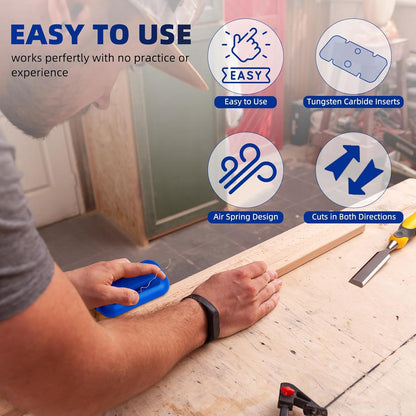 GSCIT Club Edge Banding Trimmer, with Tungsten Carbide Blades, Hand Planer Edge Bander for Burrs,Edge Corner Planer,Wood Chamfering Fillet Scraper,Edge Banding Cutter for PVC ABS Melamine (Blue)