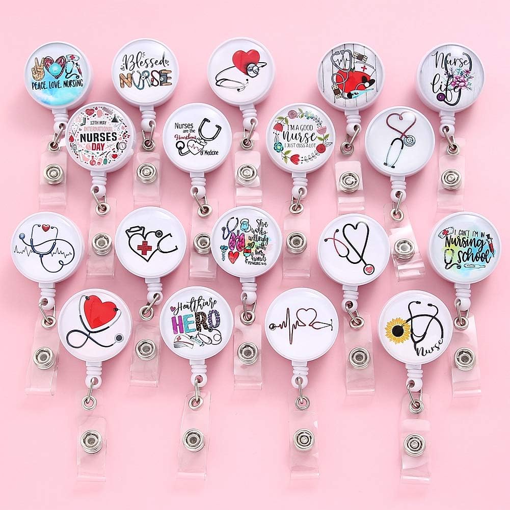 18pcs Nurse Retractable Badge Reel,Badge Holder with Alligator Clip,Nurse Badge Clip for ID Card Holders (YYDHK)