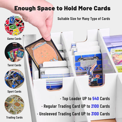 NUMINA 2 Pack High Capacity 3 Row Trading Card Storage Box 6-Cell Organizer Holds 3200+ Cards Fits MTG, Sports, TCG Compatible with Toploaders & Magnetic Cases