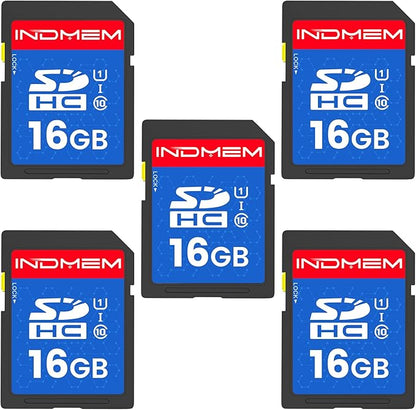 16GB SD Card, 5 Pack SDHC Memory Cards UHS-I U1 Class 10 High-Speed Full HD Video Compatible with Digital Point-and-Shoot Cameras, HD Camcorders, DSLR and PC, 16GB(5pc)