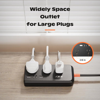 Surge Protector Power Strip,7-in-1 with 6 FT Flat PlugExtension Cord,Surge Protector,with 3 AC Outlets 2USB A,2USB C Outlets for for Home, Office, Dorm Essentials,UL FCC Listed Visit The ZZJ Store