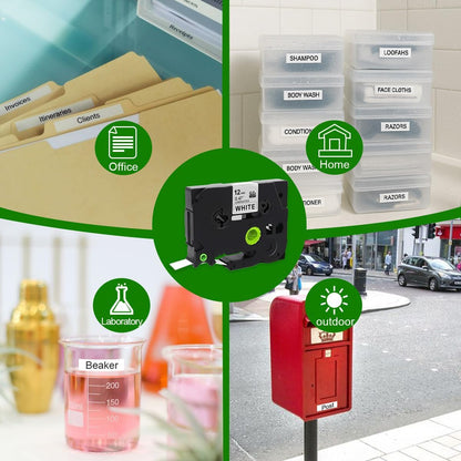 Label Tape Compatible with Brother Tze-231, 12mm 0.47" Black on White Laminated Tape for P-Touch Label Maker PT-D210 D220 H110 D410 P710BT H111 1070, 10 Pack