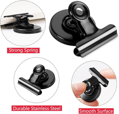 VNDUEEY 20 Pack Black Magnetic Clips for Refrigerator, Strong Fridge Magnets Magnet Clips Whiteboard Magnets?Magnetic Clips for Locker Office Home School