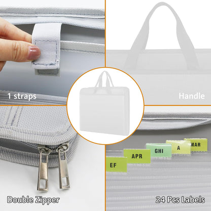 File Organizer Fireproof Expanding Accordion File Folder with Zipper Labels13 Pockets Document Organizer Holder Storage Box Bag for Business Office Receipt Home Travel
