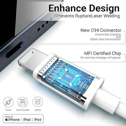 iPhone 20W USB C Fast Charger with USB C to Lightning Cable & Compatible Cord for iPhone 14/13/12/11/XS/XR/X/iPad