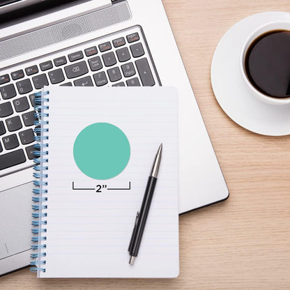 ChromaLabel 2 Inch Round Label Permanent Color Code Dot Stickers, 500 Labels per Roll, Aqua