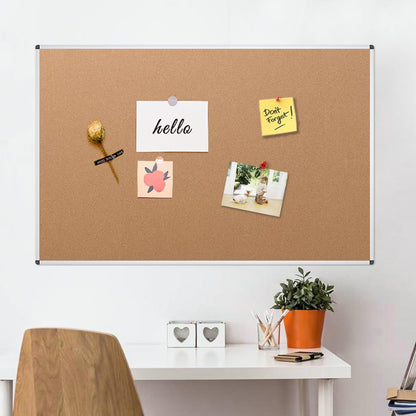 VIZ-PRO Large Cork Bulletin Board, 96 X 48 Inches, Wall-Mounted Corkboard with Silver Aluminium Frame for School, Office, and Home 8' X 4'