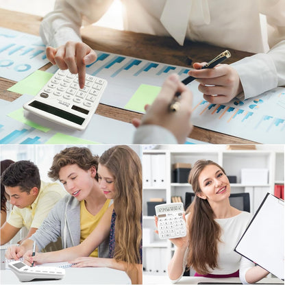 Basic Office Desktop Calculator - 12 Digit, Large LCD Display, Sensitive Buttons for White Office Supplies and School Supplies