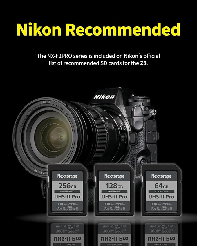 Nextorage 128GB 2pack SDXC UHS-II V90 SD Card Japanese Brand pSLC Max. Write Speed 299MB/s Max. Read Speed 300MB/s 4K Recording F2PRO Series 2P-F2PRO128G SDXC Card for Digital Camera