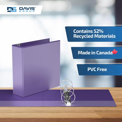 Easyview Premium 3-Ring Binders with Clear-View Covers and Round Rings, Binders for School or Office, 3 Inch, Pack of 6, Purple