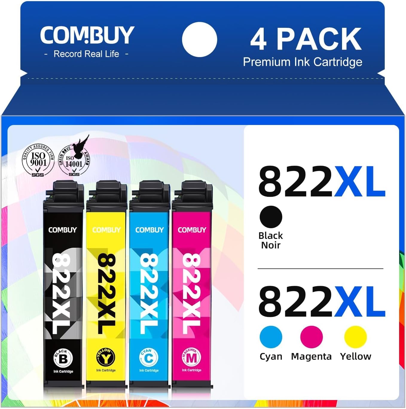 822XL Ink Cartridges Combo Pack Remanufactured Replacement for Epson 822XL Ink Cartridges 822XL Work for Epson WF-3820 WF-4820 WF-4830 WF-4833 WF-3823 WF-4834 Printer (4 Pack)
