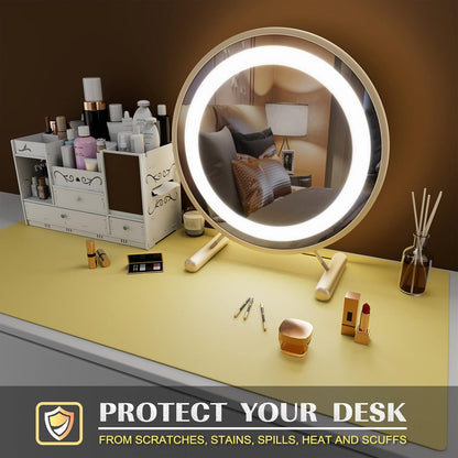 K KNODEL Large Office Leather Desk Mat, Mouse and Keyboard Pad, Computer and Laptop Mat, Desktop Protector and Cover, Writing Pad and Blotter (31.5"x15.7", Yellow)