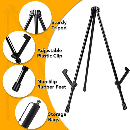 AROIC 3 Pack 14'' Tabletop Easels, Black Steel Table Top Easels for Display, Adjustable Portable Table Top Easel for Paintings, Signs, Posters,Frame Pictures(with 3 Bags)