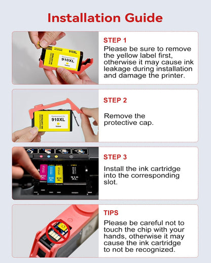 910XL Ink Cartridges Combo Pack Replacement Compatible for HP 910 XL HP910 Ink Works with OfficeJet Pro 8010e 8015e 8022e 8020e 8025e 8028e 8035e Series