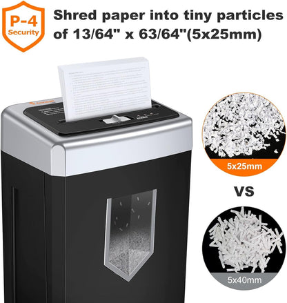 Bonsaii 15-Sheet Office Paper Shredder, 40 Mins Heavy Duty Shredder for Home Office, Crosscut Shreder with Anti-Jam System & P-4 High Security Supports CD/Credit Cards/Staple,5 Gal Pullout Bin C169-B