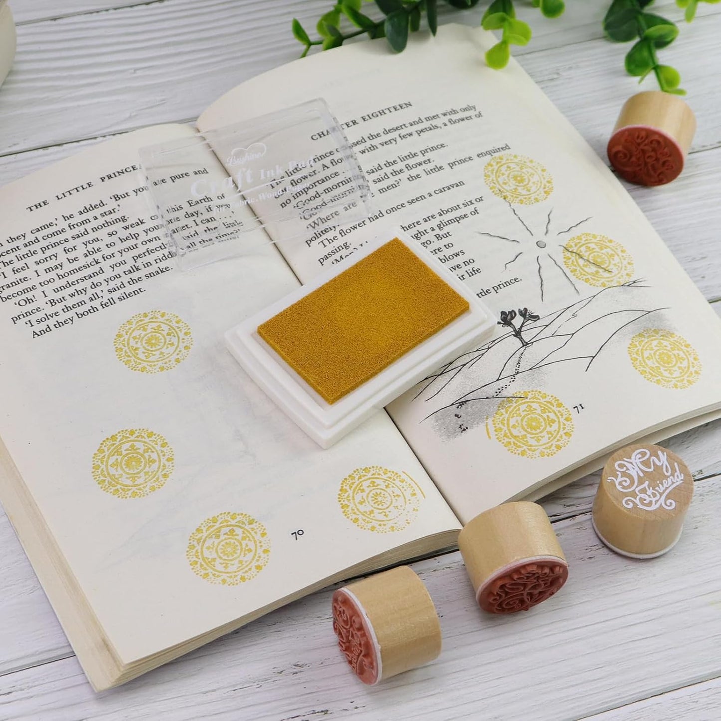 Craft Ink Pad for Rubber Stamps, Paper, Wooden, Fabric, Scrapbooking, Non-Toxic Finger Ink Pads for Kids (Gold)